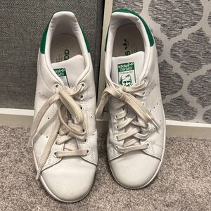 adidas White and Green Low-Top Sneakers